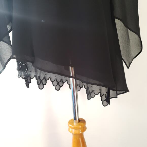 J.R. Nites by Caliendo Beaded Black Tunic Asymmetrical Witchy Goth Women 10 - Picture 6 of 9